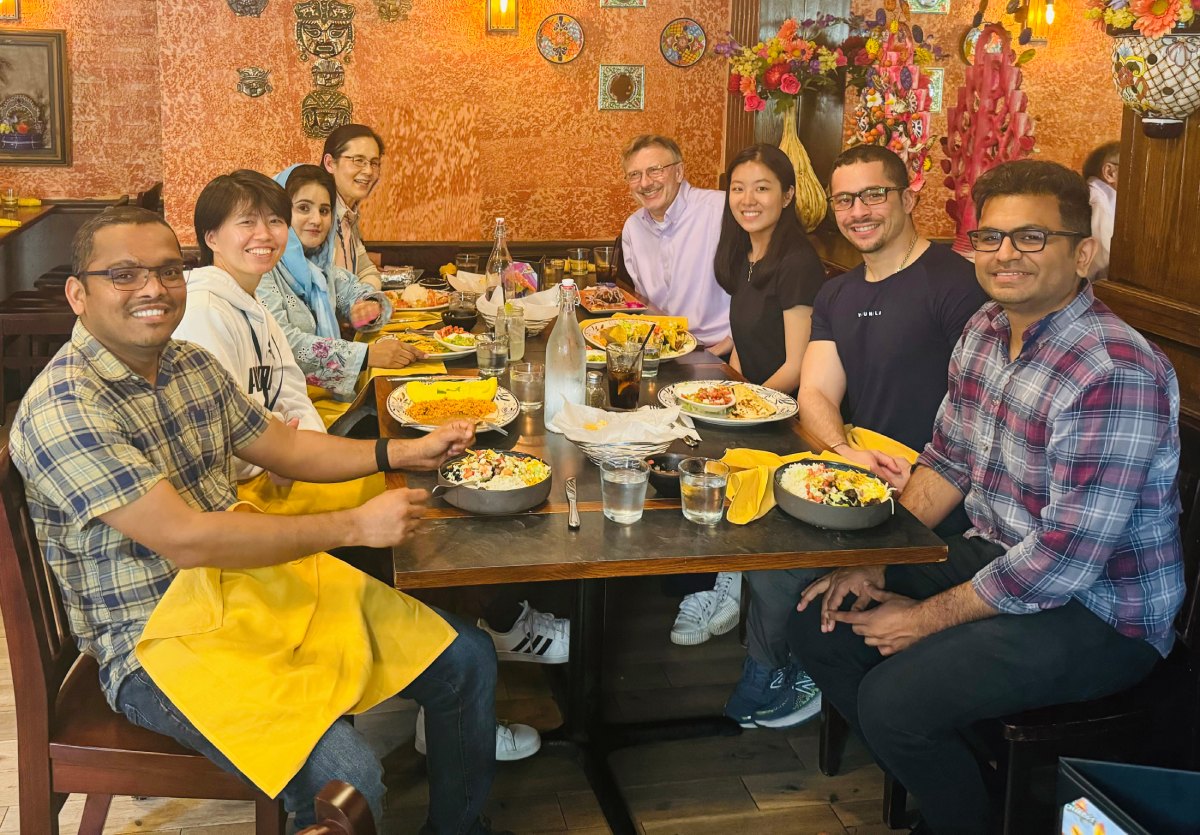 Molecular Signaling Section lab members at a restaurant.