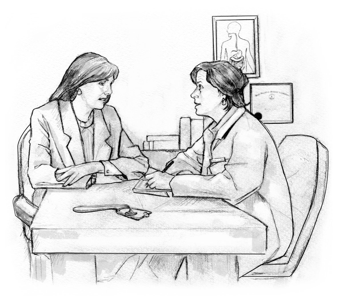 Woman and a doctor seated at a table and talking in the doctor's office -  Media Asset - NIDDK
