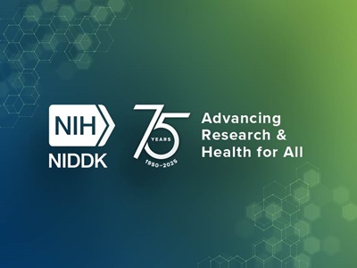 Graphic of the NIDDK 75th anniversary logo with the text Advancing Research for All.